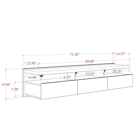 Manhattan Comfort Cabrini 71.25 Half Floating Entertainment Center, White Gloss 220252